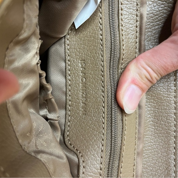 Isaac Mizrahi Leather Shoulder Bag Tan Caramel Brown Fall Purse Y2K Minimalist - Picture 10 of 16